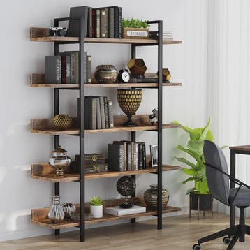 Industriële Boekenkast 5 Lagen - Stevig Staal & Hout Design, Huis en Inrichting, Verzenden, Nieuw