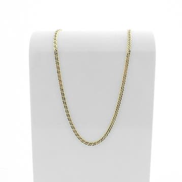 Gouden platte gourmetschakel ketting, Ophalen of Verzenden, Gebruikt, Goud, Goud