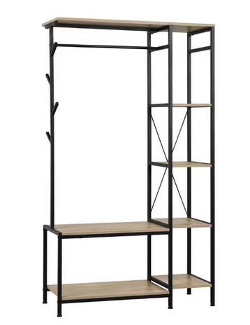 3-in-1 Kapstok met Bank, Kledingrek en 4 Planken 100×175×40, Verzenden, Nieuw