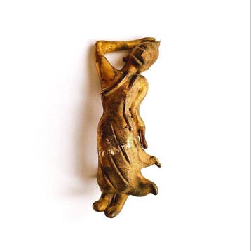 Oud-Siamese Verguld Archaïsch Glas Dansende Godin Apsara