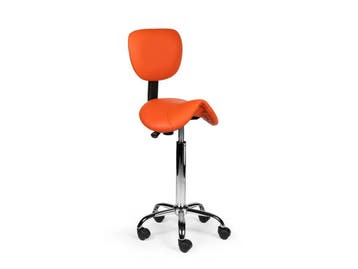 Zadelkruk met Rugleuning Oranje - Hoge uitvoering, Huis en Inrichting, Krukjes, In hoogte verstelbaar, Nieuw, Kunststof