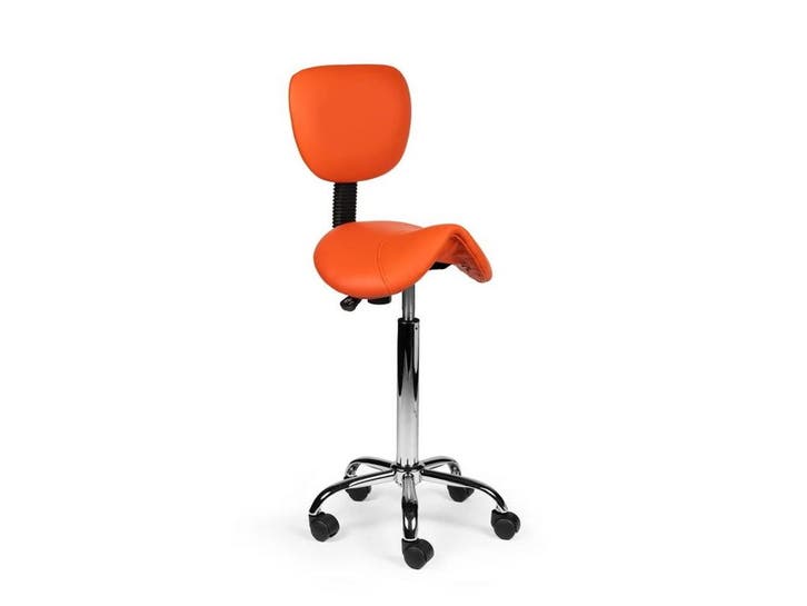 Zadelkruk met Rugleuning Oranje - Hoge uitvoering, Huis en Inrichting, Krukjes, In hoogte verstelbaar, Nieuw, Kunststof