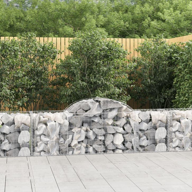 vidaXL Schanskorven 9 st gewelfd 200x50x60/80 cm, Tuin en Terras, Bloembakken en Plantenbakken, 100 cm of meer, Nieuw, Metaal