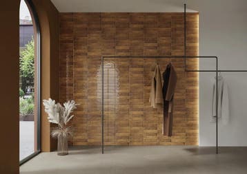 Wandtegel Cevica Monpelli Brick Ochra Mix Bruin Glans 6,5x30, Doe-het-zelf en Verbouw, Nieuw, 20 tot 40 cm, 10 m² of meer, Wandtegels