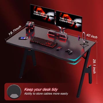 Gaming bureau - Gaming desk - Gaming tafel - 100x50 cm - Zwa, Verzenden, Zo goed als nieuw
