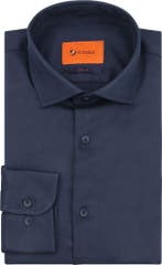 Suitable Satin Overhemd Marine maat 42 Heren, Verzenden, Nieuw, Blauw, Suitable