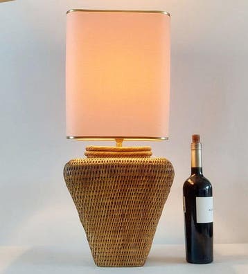 Flamant - Tafellamp - Togo - Rattan, Stof - Rattan tafellamp