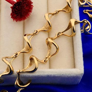 Gouden fantasie schakelketting, Sieraden, Tassen en Uiterlijk, Ophalen of Verzenden, Gebruikt, Goud, Goud
