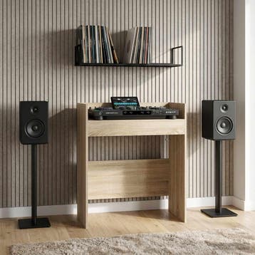 vidaXL DJ Tafel Sonoma Eiken 102 x 45 x 102 cm Bewerkt hout, Muziek en Instrumenten, Dj-sets en Draaitafels, Verzenden, Nieuw