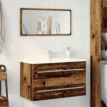 vidaXL Badkamer wastafelkast oud hout 80x38,5x48 cm bewerkt, Verzenden, Nieuw, Wastafelkast, Minder dan 100 cm