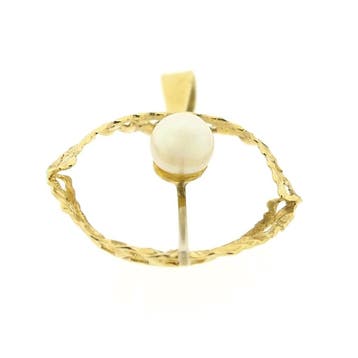 Bicolor gouden hanger met parel (Hanger of bedel), Ophalen of Verzenden, Gebruikt, Goud, Overige merken