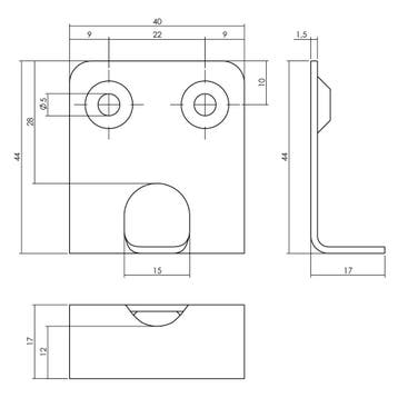 P+E Espagnolet hoeksluitplaat SKG2 - RVS geborsteld, Verzenden, Nieuw
