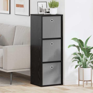 vidaXL Dressoir met lade Zwart Eiken 35 x 32 x 99,5 cm, Huis en Inrichting, Kasten | Dressoirs, Minder dan 50 cm, Verzenden, Nieuw
