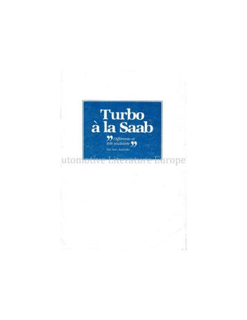1982 SAAB 900 TURBO A LA SAAB BROCHURE NEDERLANDS, Nieuw, Author