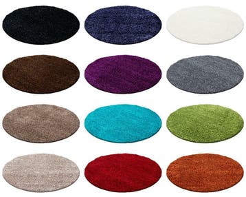 Vele hoogpolige shaggy tapijten ROND 80 - 120 - 160 - 200 cm, Verzenden, Nieuw, Blauw, Rond