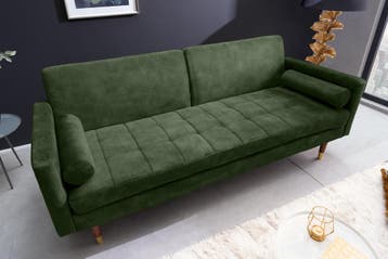 Moderne slaapbank COUTURE 196cm groene microvelours 3-zits, Ophalen of Verzenden, Nieuw