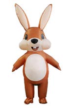 KIMU® Opblaas Kostuum Bruin Konijn Opblaasbaar Paashaas Paas, Carnaval, Nieuw, Overige maten, Ophalen of Verzenden