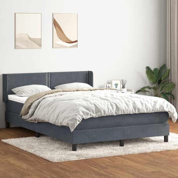 vidaXL Boxspring met matras fluweel donkergrijs 160x210 cm, Verzenden, Nieuw, Tweepersoons, Stof
