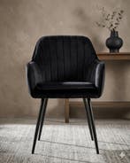 €69 per/stuk  NIEUW  - Zwart Eetkamerstoel - Met Armleuninge, Huis en Inrichting, Stoelen, Nieuw, Zwart, Stof, Vijf, Zes of meer stoelen