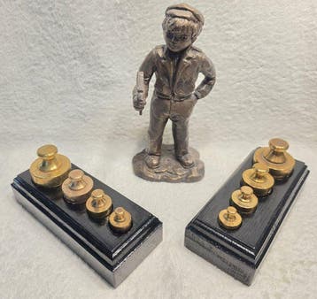 Industriële apparatuur - 2x Messing knopgewichten in zwart
