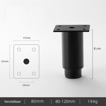 Meubelpoot Verstelbaar 8-12cm Bankpoten - Meubelpoten - Meub, Verzenden, Nieuw