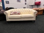 Chesterfield Maarssen Creme Leren kleine 3 Zits Bank z.g.a.n, Ophalen, Zo goed als nieuw, Leer, CHESTERFIELD