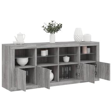 vidaXL Dressoir met LED-verlichting 163x37x67 cm grijs, Verzenden, Nieuw, Overige houtsoorten, Minder dan 50 cm
