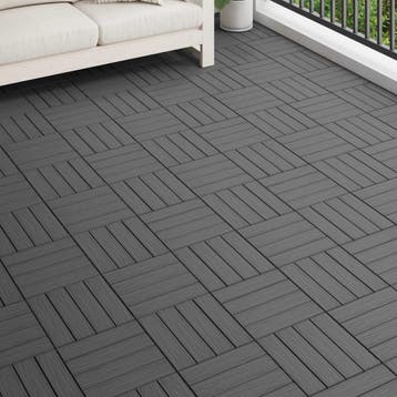 vidaXL Terras Tegel 3D-Design 11 st Zwart 30 x 30 cm WPC, Verzenden, Nieuw