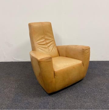 design Fauteuil Label Longa van Gerard van den Berg, beige, Ophalen of Verzenden, Gebruikt, Leer, Eén