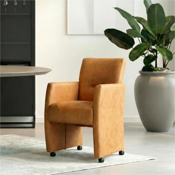 Leren eetkamerstoel Pleasure - Kenia Cognac (cognac) - Met, Eigentijds, Modern, Bruin, Nieuw, Leer