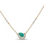 Halsketting - 14 karaat Geel goud - 0.95ct. tw. Smaragd -, Nieuw