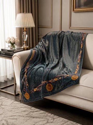 Exclusieve groene plaid met gouden medaillon - Plaid - 1.5 m