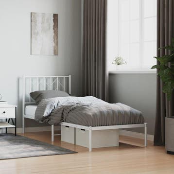 vidaXL Bedframe met hoofdbord metaal wit 80x200 cm, Eenpersoons, Verzenden, Wit, Nieuw