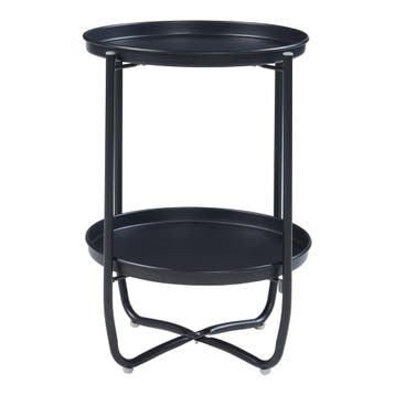 Tuintafel Sandefjord bijzettafel rond metaal 57,5xØ40 cm zwa, Verzenden, Nieuw