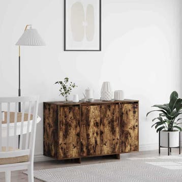 vidaXL Dressoir Gerookt eiken 120 x 41 x 75 cm Bewerkt hout, Huis en Inrichting, Kasten | Dressoirs, Verzenden, Nieuw, Overige houtsoorten