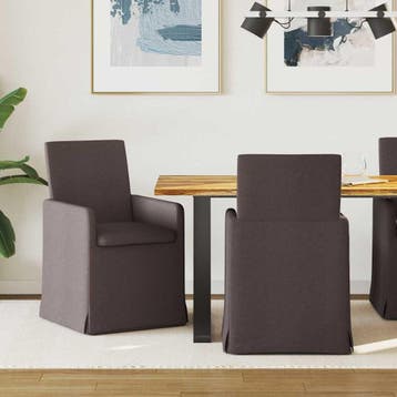 vidaXL Eettafelstoelen 2 st Stof Donkerbruin 57 x 68 x 94 cm, Huis en Inrichting, Verzenden, Nieuw