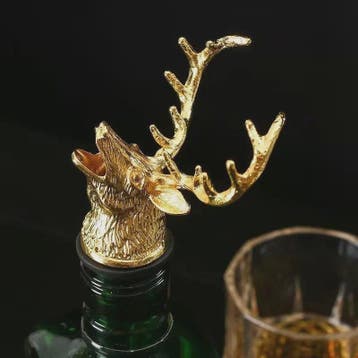 Gouden Hertenkop Fles Stopper & Schenktuit - Stijlvolle Wijn, Verzenden, Nieuw