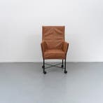 8x Montis Chaplin Stoel Buffalo Leer Cognac - Zwart/Wiel, Huis en Inrichting, Stoelen, Ophalen, Zo goed als nieuw, Bruin, Leer