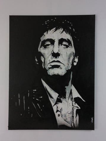 Scarface - Tony Montana - Al Pacino - Handpainted painting,, Nieuw