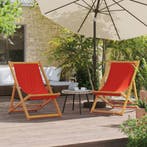 vidaXL Strandstoelen 2 st inklapbaar stof rood, Tuin en Terras, Tuinstoelen, Verzenden, Nieuw