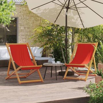 vidaXL Strandstoelen 2 st inklapbaar stof rood, Tuin en Terras, Tuinstoelen, Verzenden, Nieuw