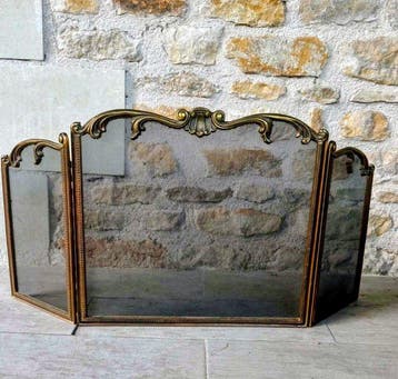 Openhaard accessoire - Messing - Brandmuur in Louis XV-stijl