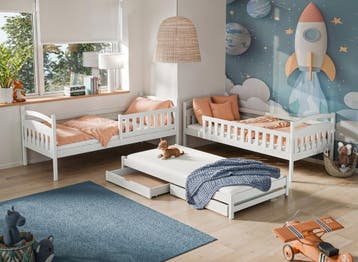 Stapelbed met Lade Bas - 3-persoons | Wit, Verzenden, Nieuw, Stapelbed