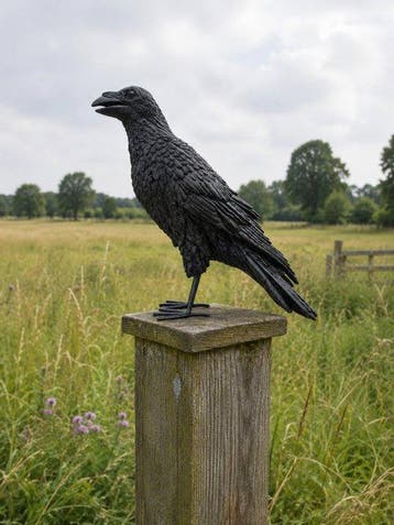 Figuur - vogel kraai - polyresin