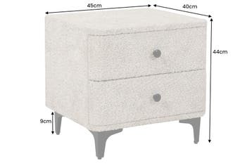 Nachtkastje ART DECO 45cm bouclé greige - 45333, Ophalen of Verzenden, Nieuw