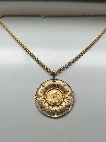 Ketting met hanger - 18 karaat Geel goud - vintage- Maagd