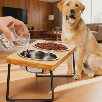 Verhoogde Houten Voerbak voor Katten en Honden - 15° Kantelb, Verzenden, Nieuw