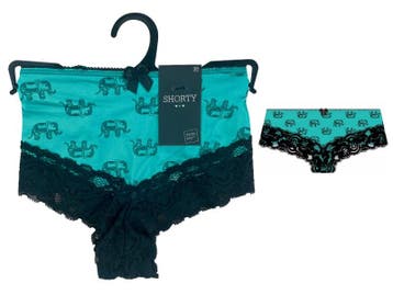 Dames Hipster - kant - olifant - turquoise-zwart, Verzenden