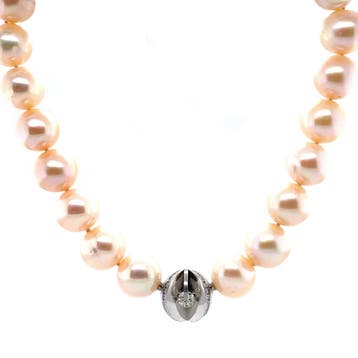 Schoeffel parel collier met diamant 18 krt, Ophalen of Verzenden, Nieuw