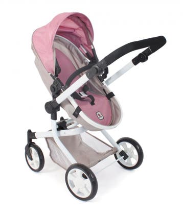Poppenwagen Mika combi (roze/taupe/beer) (Binnenspeelgoed), Ophalen of Verzenden, Nieuw